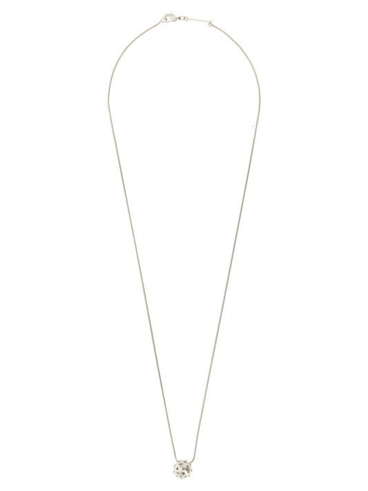 Necklace by Rick Owens for women in bos taurus calfskin leather & plexiglass palladium & silver features an lustrous silhouette, showcasing the lustrous [Neckline design] and Orb Women's Palladium Brass & Crystal Necklace for a sophisticated, premium look.