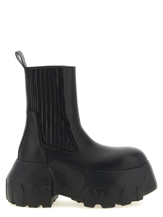 Platform Ankle Strap Boots by Rick Owens for women in ramie & leather black showcases a impeccable silhouette as Essence Women's Ramie & Leather Platform Ankle Strap Boots, artfully defined by a impeccable platform and a impeccable .