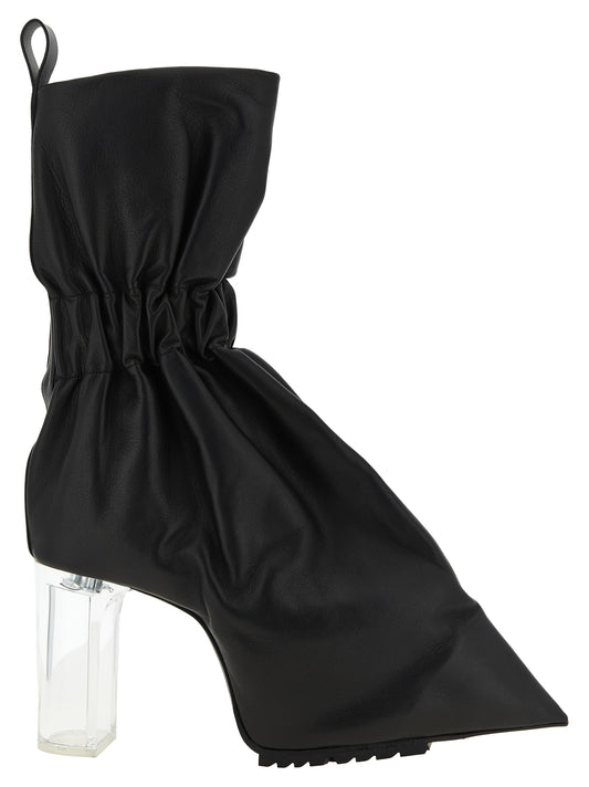 Ankle Boots by Rick Owens for women in bos taurus calfskin leather & plexiglass black & natural features an dynamic silhouette, showcasing the dynamic Women's Bos Taurus Calfskin Leather & Plexiglass Ankle Boots design with its distinctive and elegant pointed toe style.