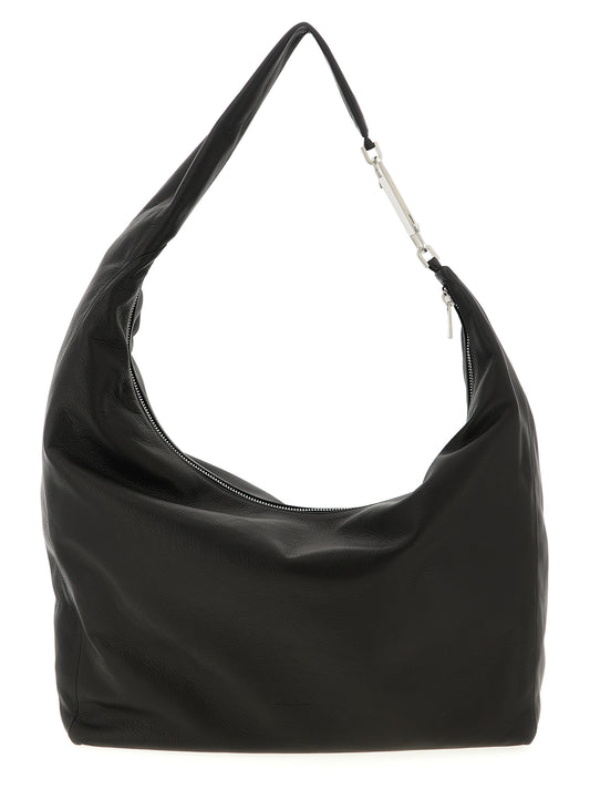 Shoulder Bag by Rick Owens for women in calfskin leather black showcases a enviable silhouette, artfully detailed with a secure snap, zipper & hook, organized , and versatile shoulder-strap & handle for a enviable look.