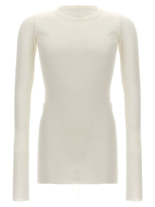 T-Shirt by Rick Owens for men in silk & viscose white showcases a unassuming silhouette, artfully detailed with a refined crew neckline and unassuming for a sophisticated, contemporary look.