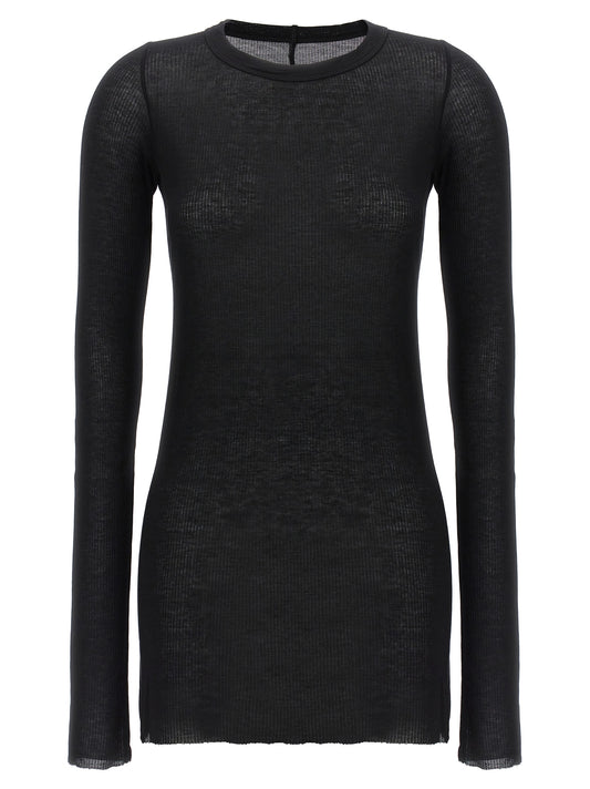 T-Shirt by Rick Owens for women in silk & viscose black features an on trend silhouette, perfectly showcasing a on trend long-sleeve and crew neckline for an elevated aesthetic.