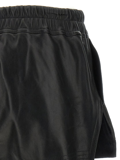 Rick Owens Black Lamb Leather Bermuda Shorts