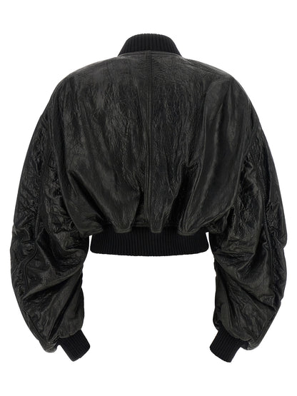 Rick Owens Black Lamb Leather Leather Jacket