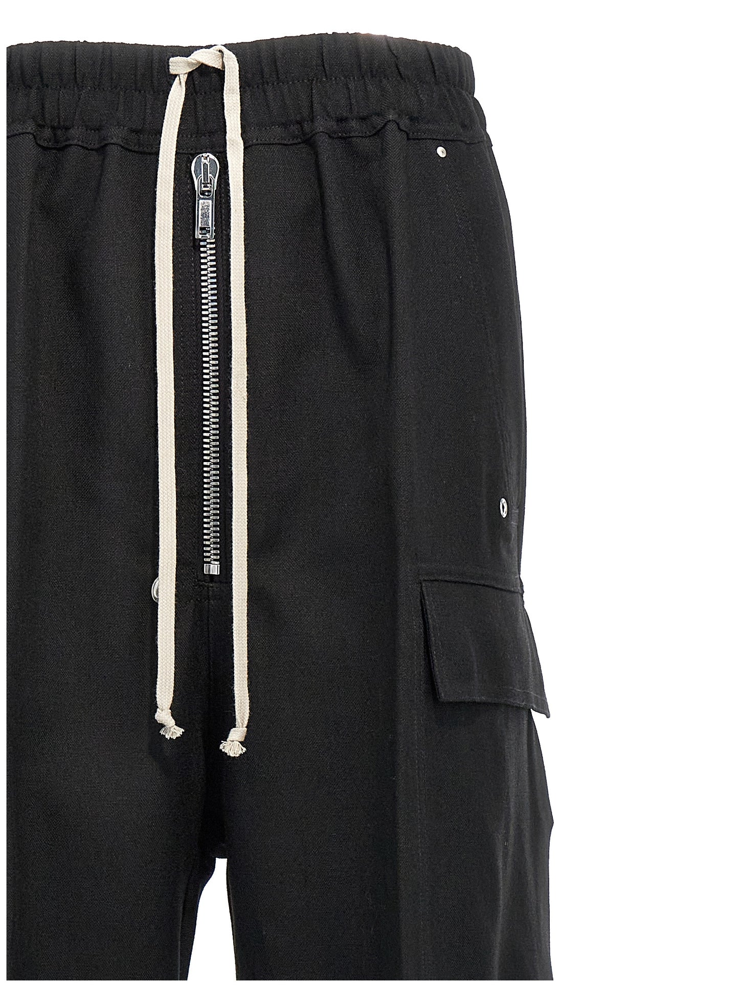 Cargo Pants by Rick Owens for women in wool black features an stylish flared, relaxed-fit & wide with a long and , expertly finished with stylish utility detailing.