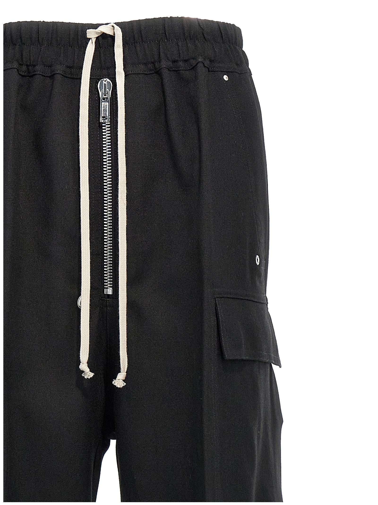Cargo Pants by Rick Owens for women in wool black features an stylish flared, relaxed-fit & wide with a long and , expertly finished with stylish utility detailing.
