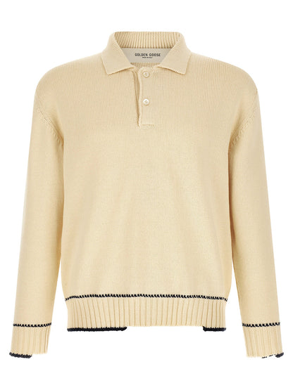 Golden Goose White Cotton Polo Shirt