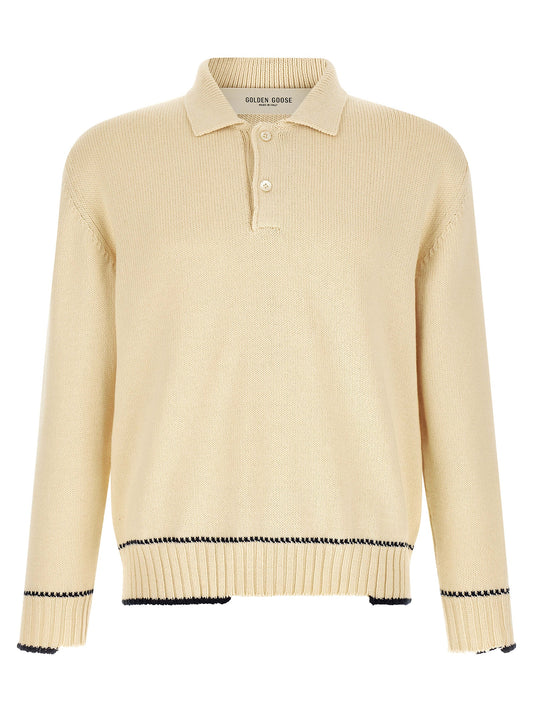 Polo Shirt by Golden Goose for men in cotton white & print features a eye catching silhouette, showcasing a refined and long-sleeve for a eye catching finish.