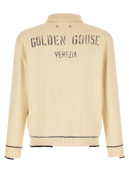 Golden Goose White Cotton Polo Shirt
