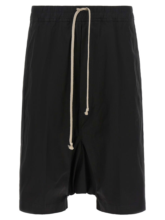 Bermuda Shorts by Rick Owens for men in cotton black presents a sleek silhouette, featuring a sleek with a refined short and a sophisticated low rise.