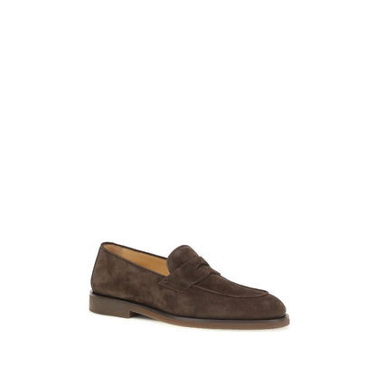 Brunello Cucinelli Brown Calf Leather Bos Taurus Slip-On Loafers