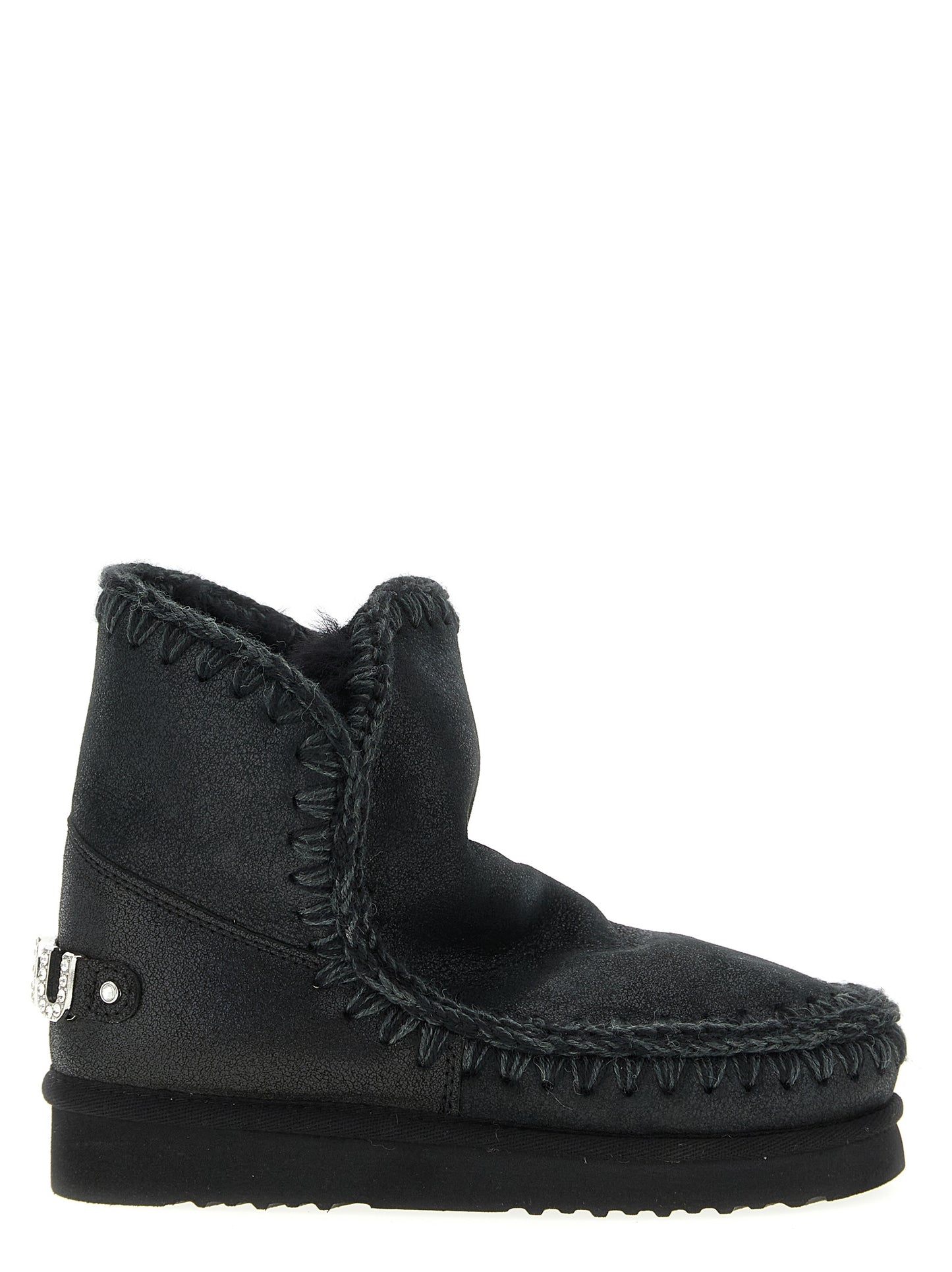 Mou Black Lamb Leather Ankle Boots