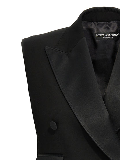 Dolce & Gabbana Black Silk Sleeveless Jacket