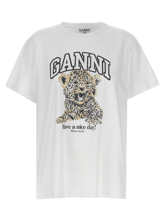 Ganni White Cotton T-Shirt