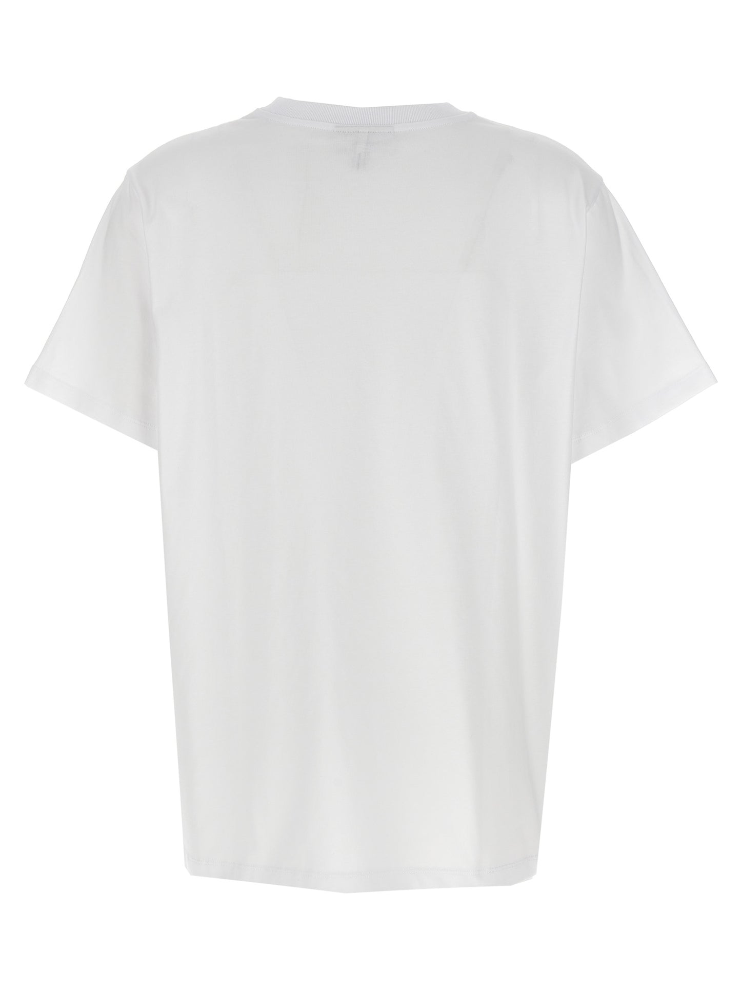 T-Shirt by Ganni for women in organic cotton white, leopard-print & print features a plush silhouette, showcasing a sophisticated crew neckline and for a truly plush finish.