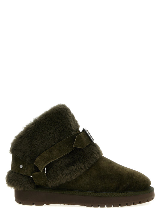 Ankle Strap Boots by Burberry for women in suede leather cotton & viscose bicolour & green features an effortless chic silhouette from the Women's Suede Leather Cotton & Viscose Ankle Strap Boots collection, showcasing a effortless chic and refined for an effortless chic look.