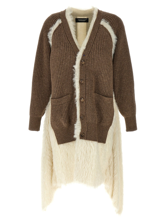 Cardigan by Undercover for women in wool & faux fur brown showcases a luxurious silhouette, meticulously detailed with a sophisticated and for a refined finish.