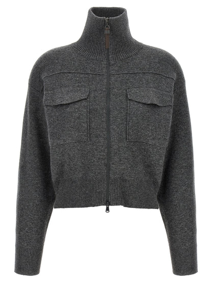 Brunello Cucinelli Gray Cashmere Cardigan