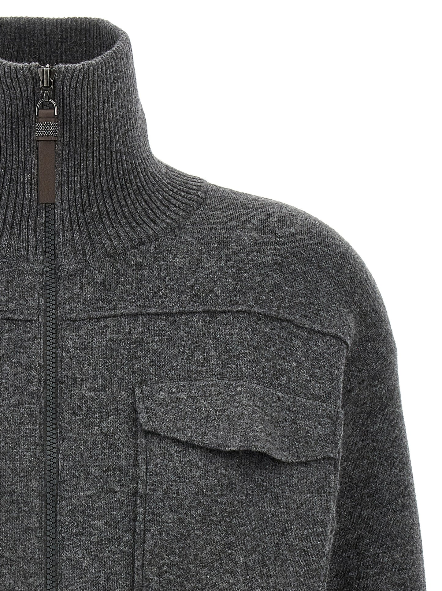 Brunello Cucinelli Gray Cashmere Cardigan