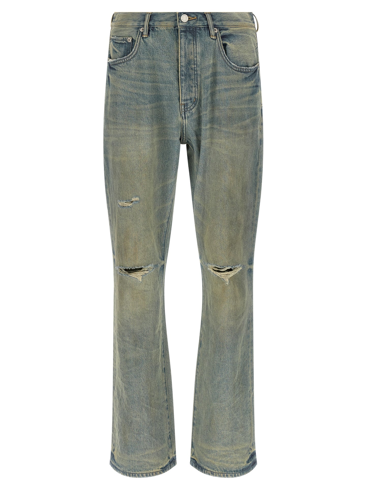 PURPLE Blue Cotton Flared Jeans