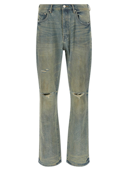 PURPLE Blue Cotton Flared Jeans
