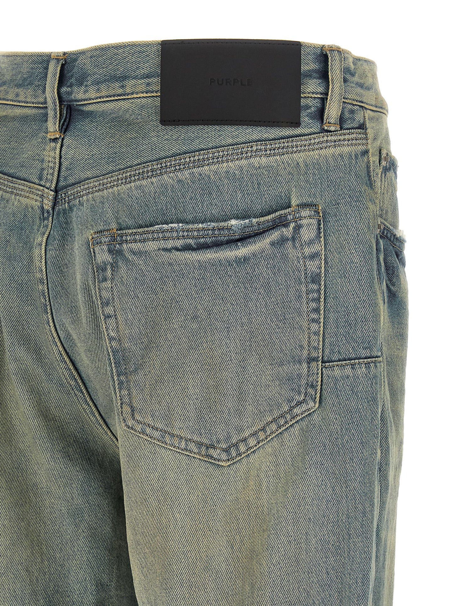 PURPLE Blue Cotton Flared Jeans
