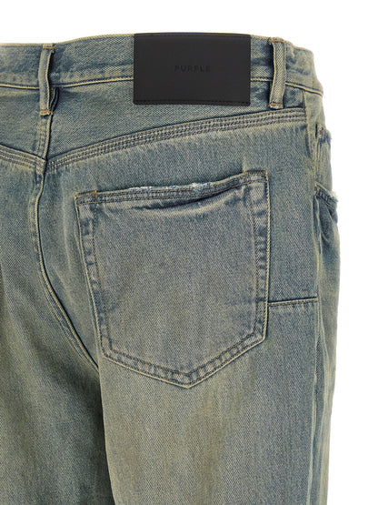 PURPLE Blue Cotton Flared Jeans