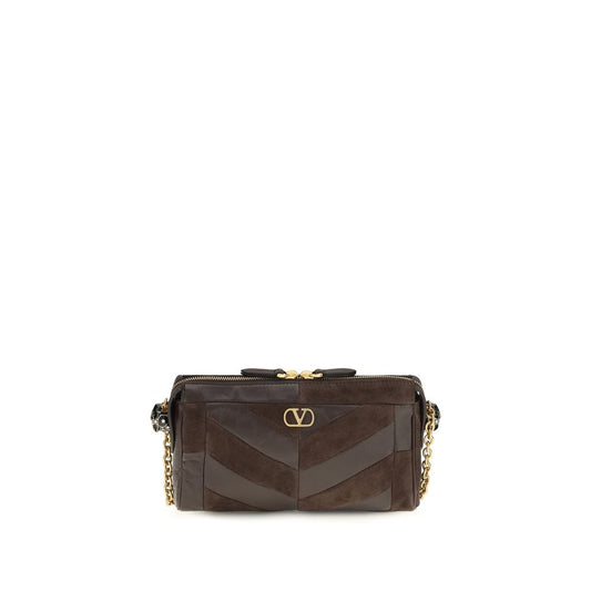 Shoulder Bag by Valentino Garavani for women in bio-acetate brown, gold, patterned, chevron & signature features a effortless sophistication silhouette, secured by a zipper with ample single-compartment and versatile shoulder-strap & adjustable-strap for a effortless sophistication finish.