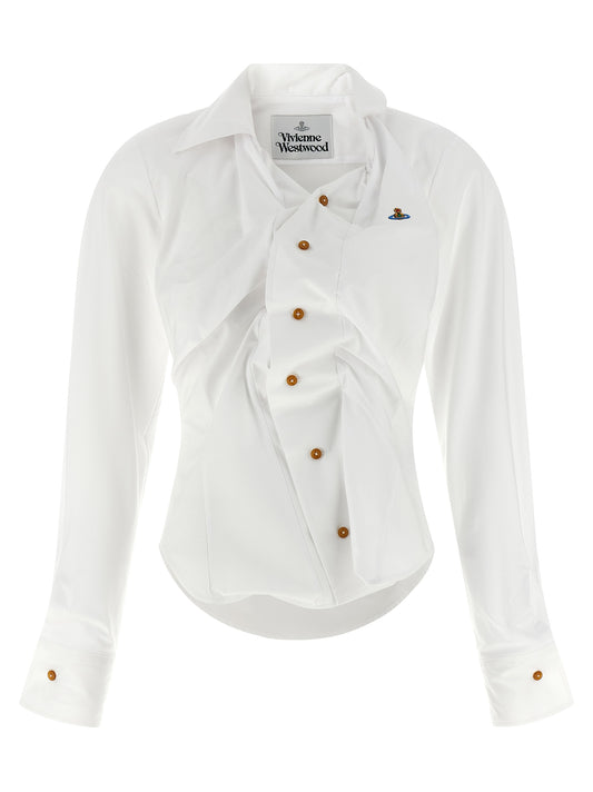 Blouse by Vivienne Westwood for women in cotton white features an polished silhouette, showcasing a sophisticated asymmetric neckline and detail for a truly polished finish.