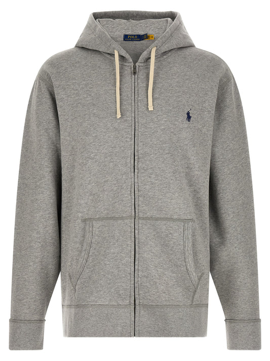 Sweatshirt Hoodie by Polo Ralph Lauren for men in cotton polyester gray & signature features a authentic silhouette, showcasing a sophisticated hooded neckline and authentic detail for a refined finish.