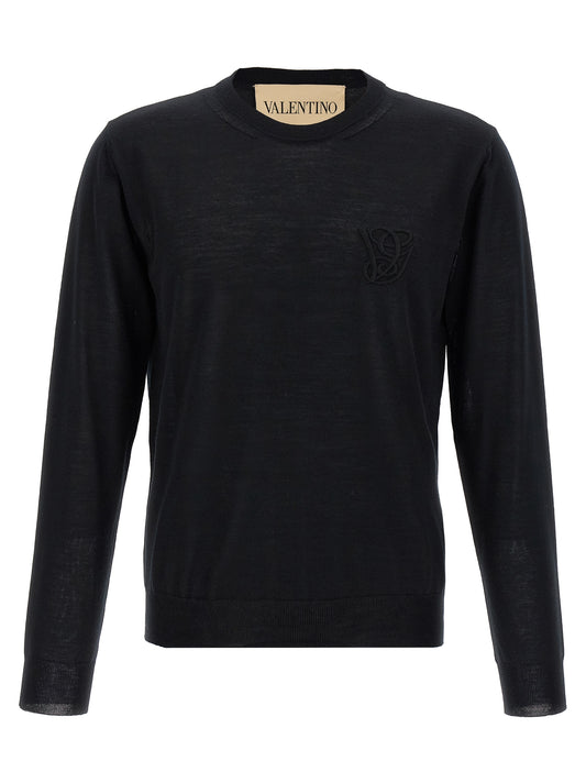 Cardigan by Valentino Garavani for men in virgin wool black features an impeccable silhouette, showcasing a sophisticated crew neckline and detail for a truly impeccable finish.