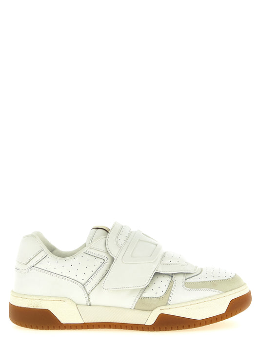 Athletic Sneakers by Valentino Garavani for men in suede calf leather white & signature showcases a architectural silhouette, artfully capturing the essence of the V Logo Men's Athletic Suede Calf Leather Sneakers with its signature architectural athletic style construction.