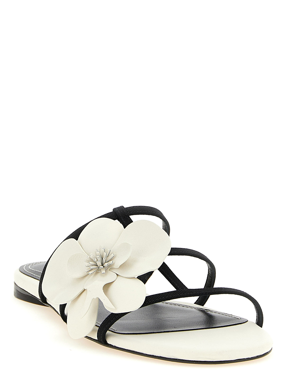Sliders Flat Shoes by Zimmermann for women in leather bicolour, black & white features an statuesque silhouette from the Women's Leather Sliders Flat Shoes collection, showcasing a and a statuesque for a statuesque look.