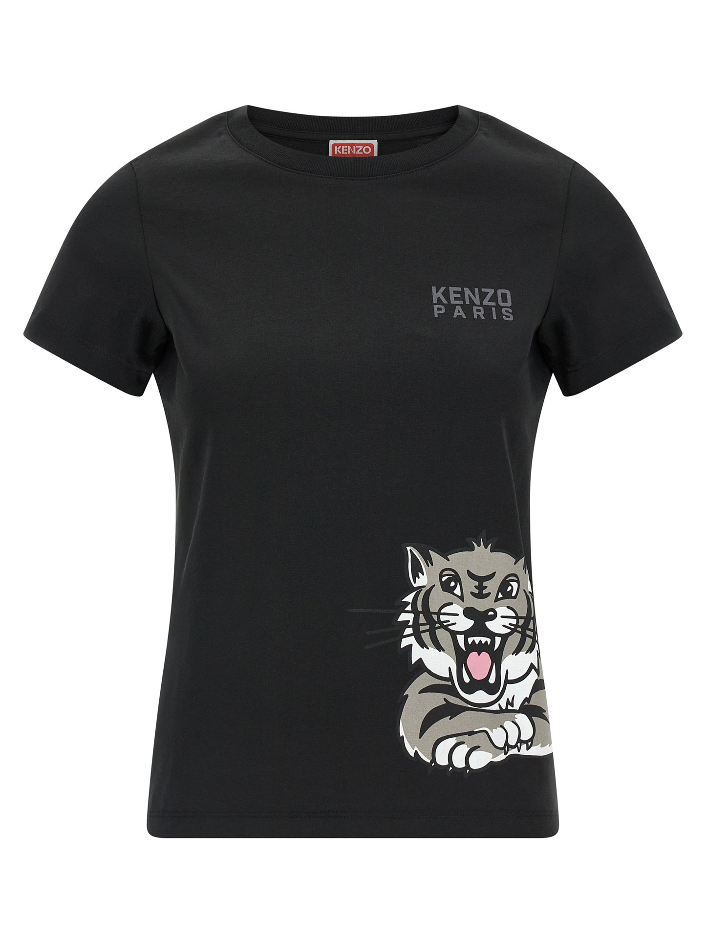 T-Shirt by Kenzo for women in cotton black & print features an on trend silhouette, perfectly showcasing a on trend short-sleeve and for an elevated aesthetic.