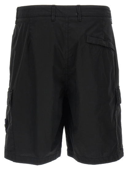 Stone Island Black Cotton Bermuda Shorts