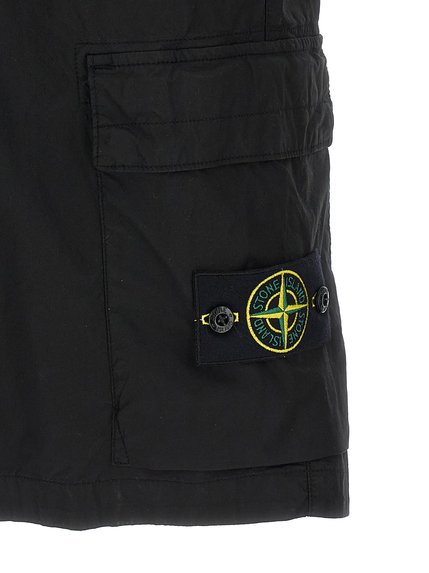 Stone Island Black Cotton Bermuda Shorts