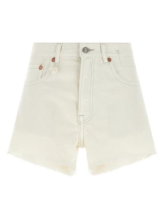 Denim Shorts by R13 for women in denim cotton white presents a utilitarian silhouette, showcasing a utilitarian with a short and .