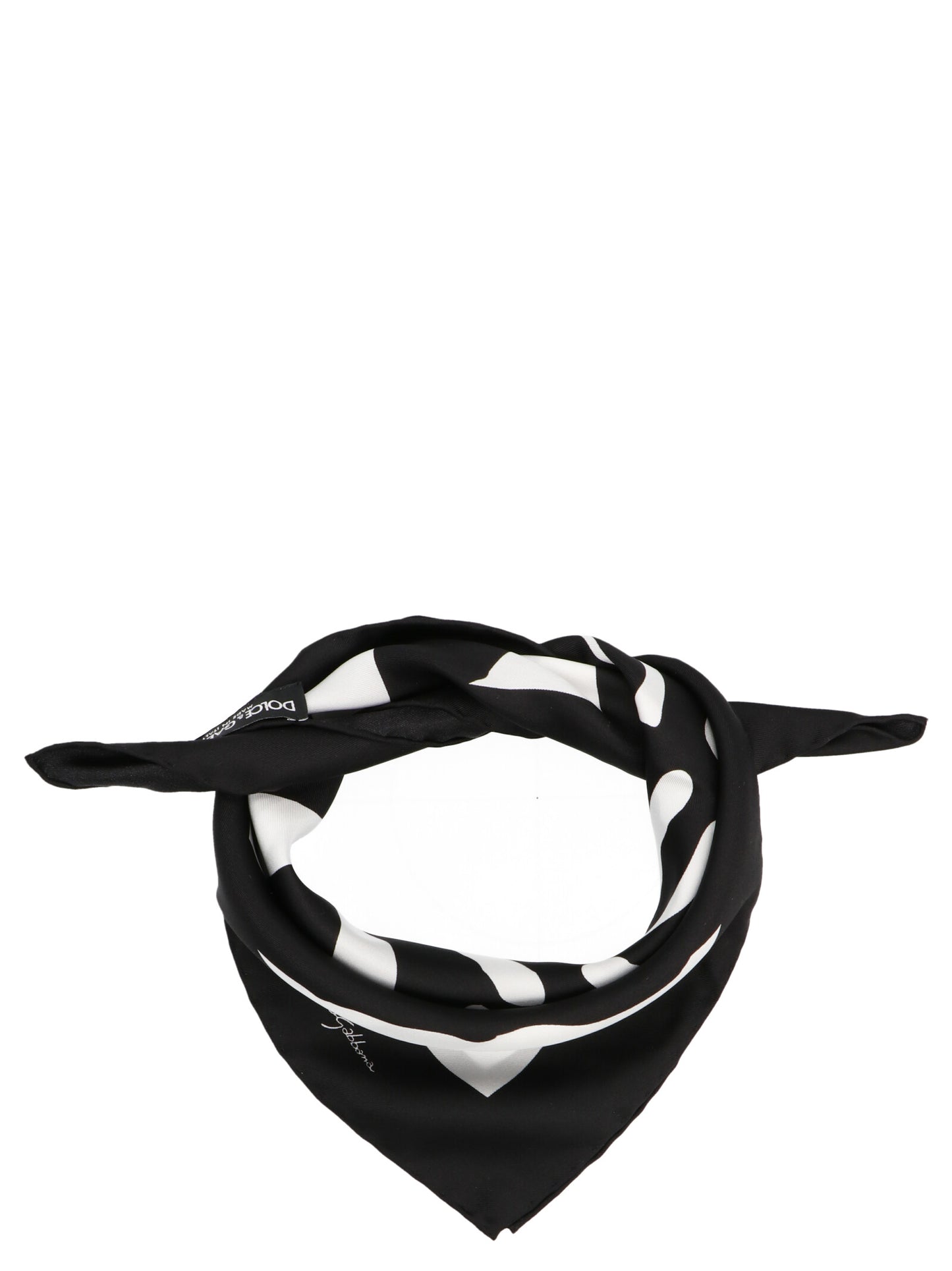 Scarf by Dolce & Gabbana for women in silk bicolour, black, white & print showcases a on trend silhouette, artfully capturing the on trend essence of the Silk Scarf design with a sophisticated finish.