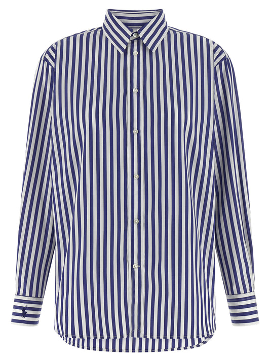 Blouse by Polo Ralph Lauren for women in cotton blue & striped showcases a sharp silhouette, elegantly detailed with a sharp and sharp long-sleeve.