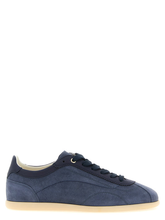 Sneakers by Brunello Cucinelli for men in suede & nubuck calfskin leather blue features a chic design, perfectly showcasing the chic low-top style of this Men's Low Top Suede & Nubuck Calfskin Leather Sneakers.