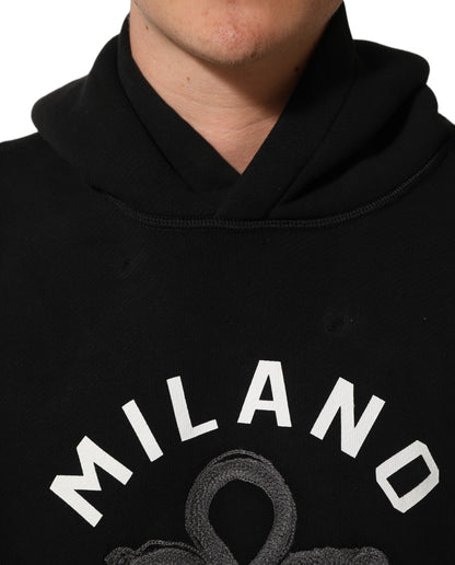 Dolce & Gabbana Men's Regular Fit Cotton Sweatshirt Hoodie - Black Print
