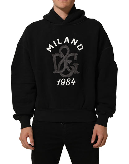 Dolce & Gabbana Men's Regular Fit Cotton Sweatshirt Hoodie - Black Print