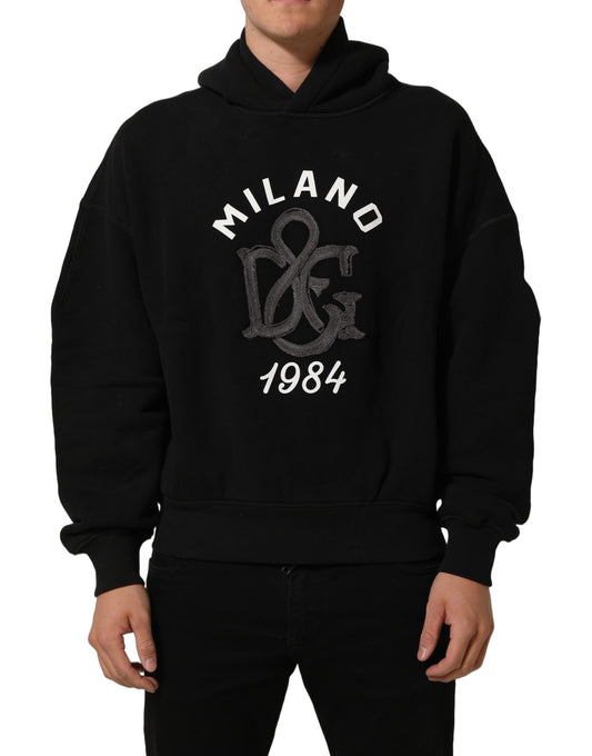 Dolce & Gabbana Men's Regular Fit Cotton Sweatshirt Hoodie - Black Print