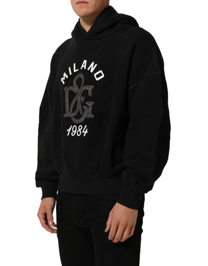 Dolce & Gabbana Men's Regular Fit Cotton Sweatshirt Hoodie - Black Print