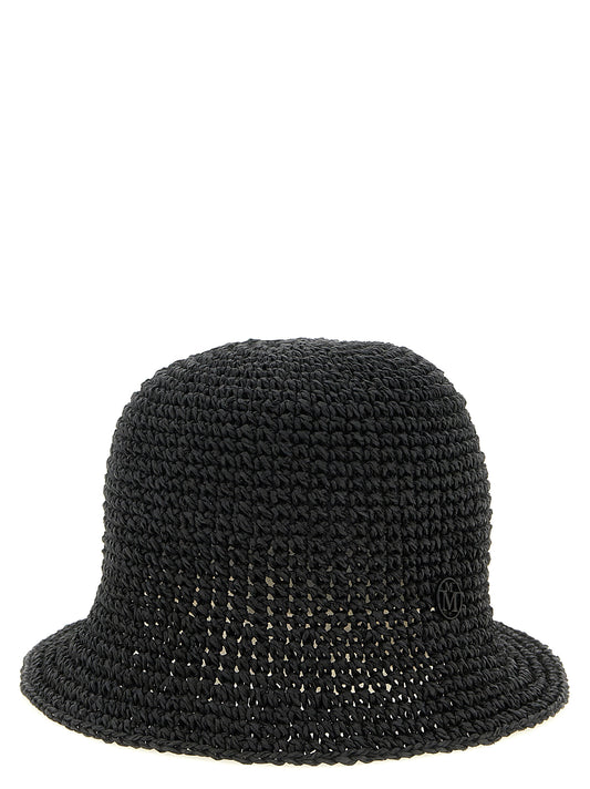 Cloche Hat by Maison Michel for women in metal & straw black showcases a contemporary chic silhouette, artfully capturing the essence of the contemporary chic Crochet Metal & Straw Cloche Hat design for a sophisticated look.