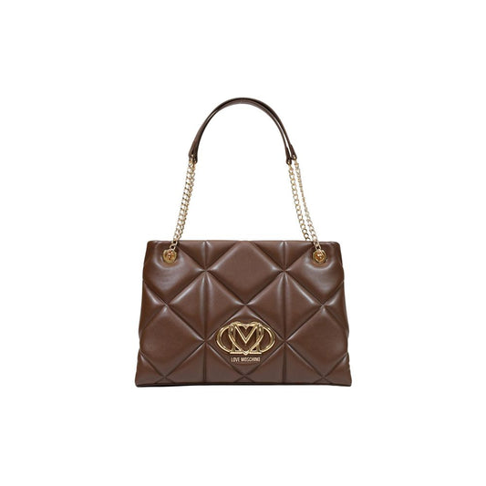 Large Quilted Handbag by Love Moschino for women in polyethylene & polyurethane brown, gold, patterned & signature features a exquisite silhouette, showcasing a secure and exquisite with versatile handle for a exquisite finish.