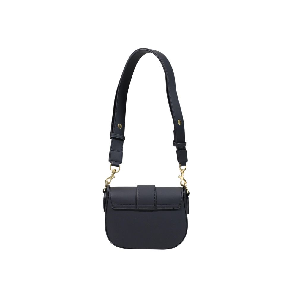 Medium Crossbody Flap Handbag by Love Moschino for women in polyethylene & polyurethane black & gold features a refined silhouette, showcasing a secure flap, organized , and versatile crossbody-strap & adjustable-strap for a refined finish.