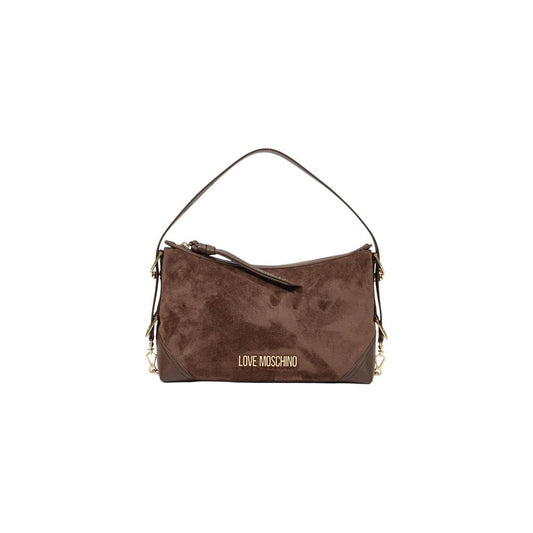 Medium Handbag by Love Moschino for women in polyester & polyurethane brown & gold features a exquisite silhouette, showcasing a secure zipper and exquisite with versatile shoulder-strap, adjustable-strap & detachable-strap for a exquisite finish.