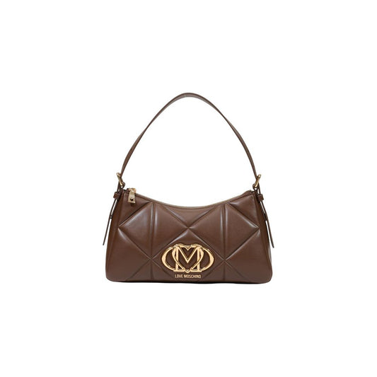 Small Quilted Handbag by Love Moschino for women in polyethylene & polyurethane brown & gold presents a ornamental silhouette, showcasing a secure zipper, ample , and versatile adjustable-strap & handle for a ornamental finish.