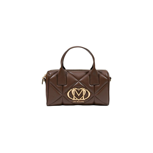 Medium Quilted Handbag by Love Moschino for women in polyethylene & polyurethane brown & gold features a refined silhouette, showcasing a secure zipper, organized , and versatile handle for a refined finish.